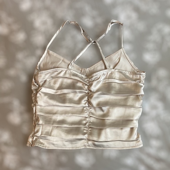 Ivory Satin Cropped Tank - Picture 2 of 2